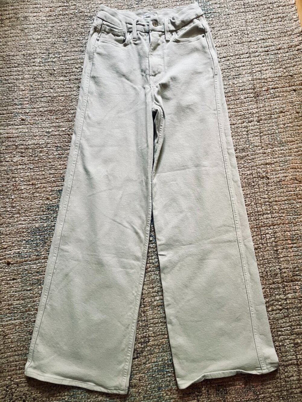 Good American Womens Good Skate Wide Leg Jeans Off White GSL802PT Size 00/24 EUC